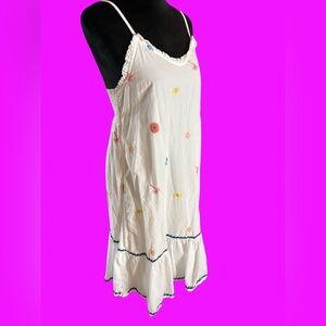 White Sundress with Colorful Embroidery Women’s Size L